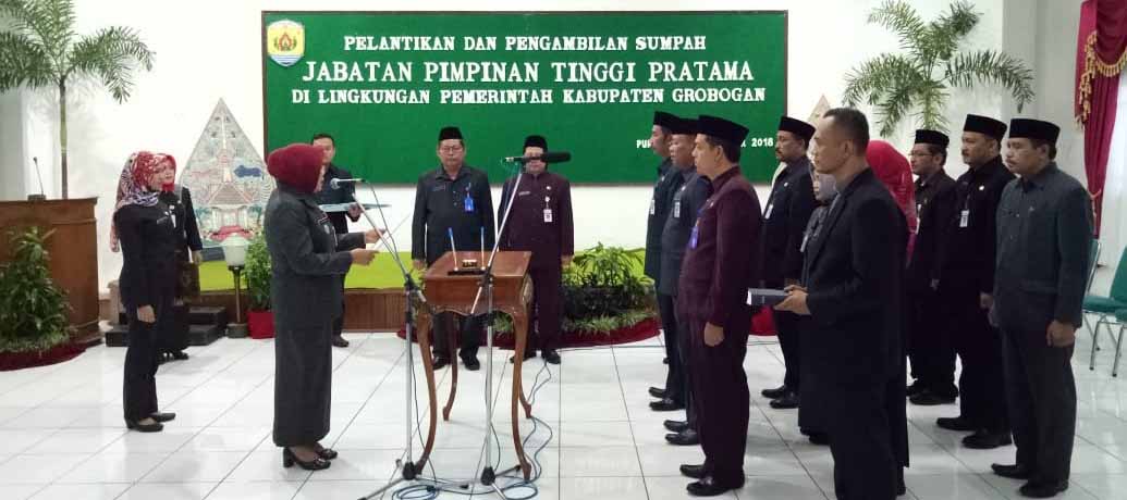  Bupati Grobogan Lantik Sembilan Pejabat Baru Hasil Seleksi Terbuka