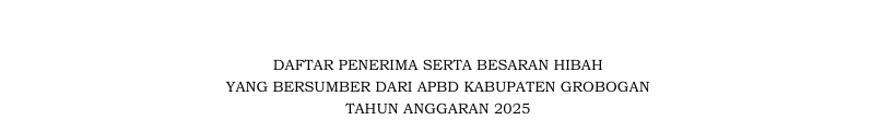 Daftar Penerima Hibah Kabupaten Grobogan TA. 2025